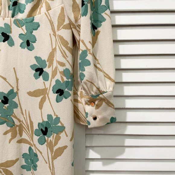 H&M Blue and Yellow Floral Midi Dress Size XL - Picture 4 of 4